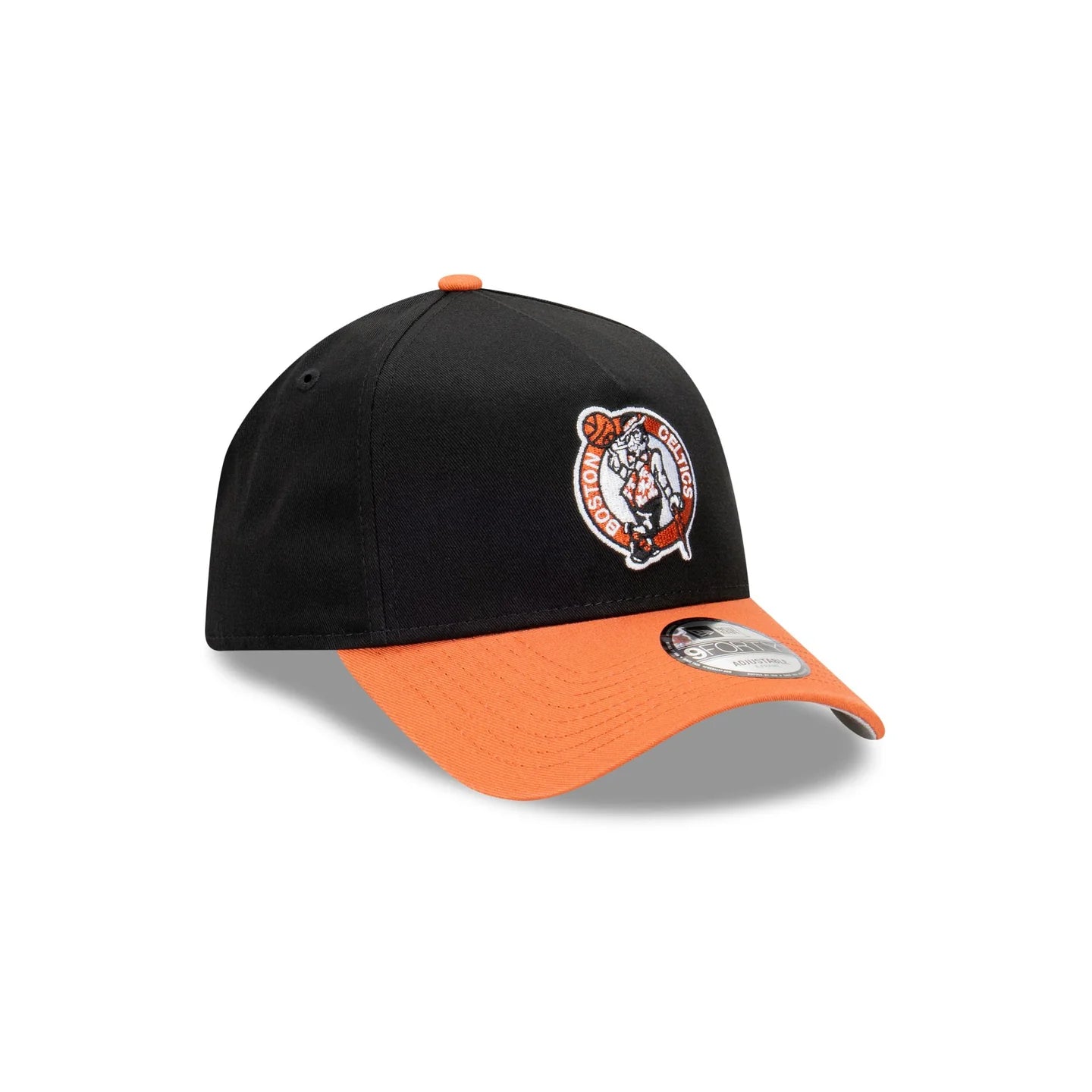 Boston Celtics Hat - Burnt Redwood 2-Tone Black Orange 9Forty A-Frame NBA Snapback Cap - New Era